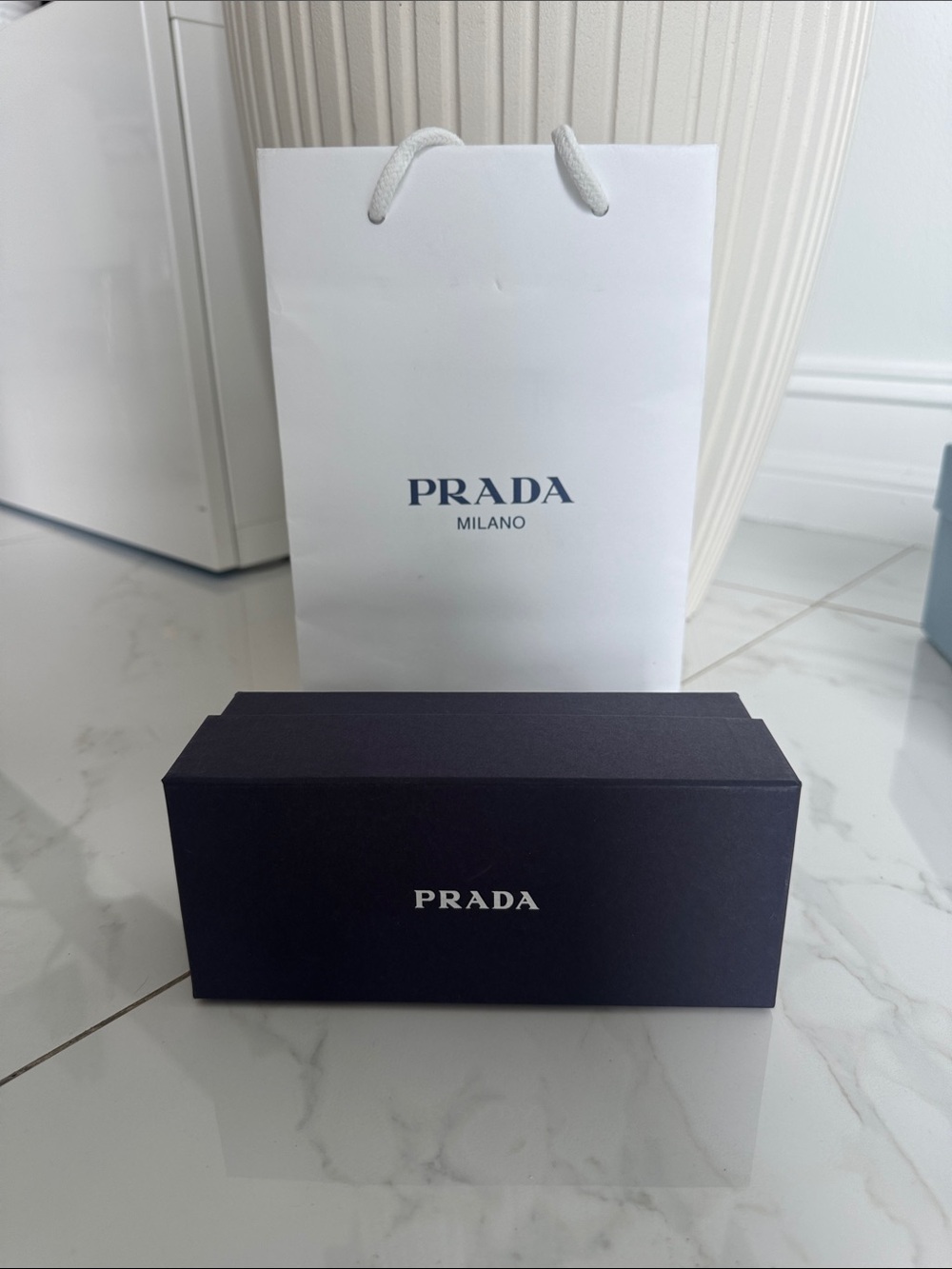 Prada Accessories Box and Bag - Navy and White